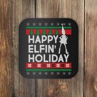 Happy Elfin' Holiday Ugly Christmas Coaster thumb 0