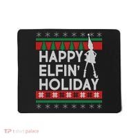Happy Elfin' Holiday Ugly Christmas Mousepad thumb 0