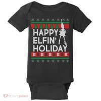 Happy Elfin' Holiday Ugly Christmas Baby Bodysuit thumb 0