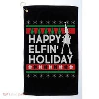Happy Elfin' Holiday Ugly Christmas Golf Towel thumb 0