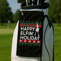 Happy Elfin' Holiday Ugly Christmas Golf Towel thumb 2