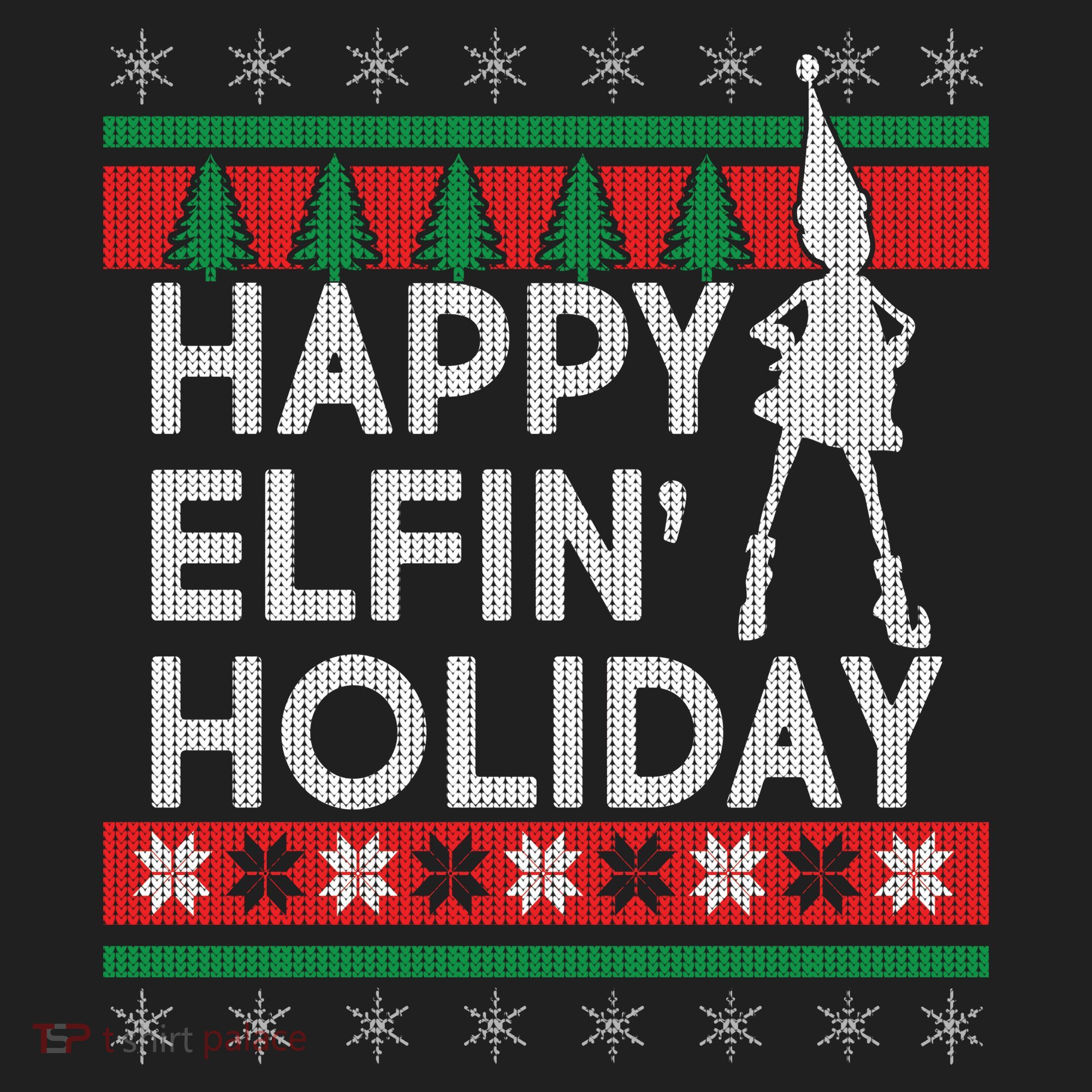 Happy Elfin' Holiday Ugly Christmas Golf Towel