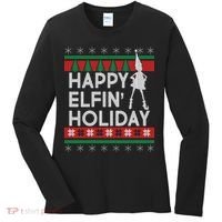 Happy Elfin' Holiday Ugly Christmas Women's Long Sleeve Shirt thumb 0