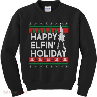Happy Elfin' Holiday Ugly Christmas Kids Sweatshirt