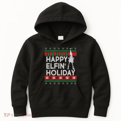 Happy Elfin' Holiday Ugly Christmas Kids Hoodie