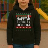 Happy Elfin' Holiday Ugly Christmas Kids Hoodie thumb 3