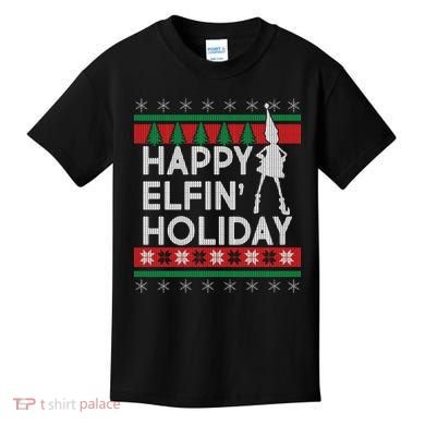 Happy Elfin' Holiday Ugly Christmas Kids T-Shirt