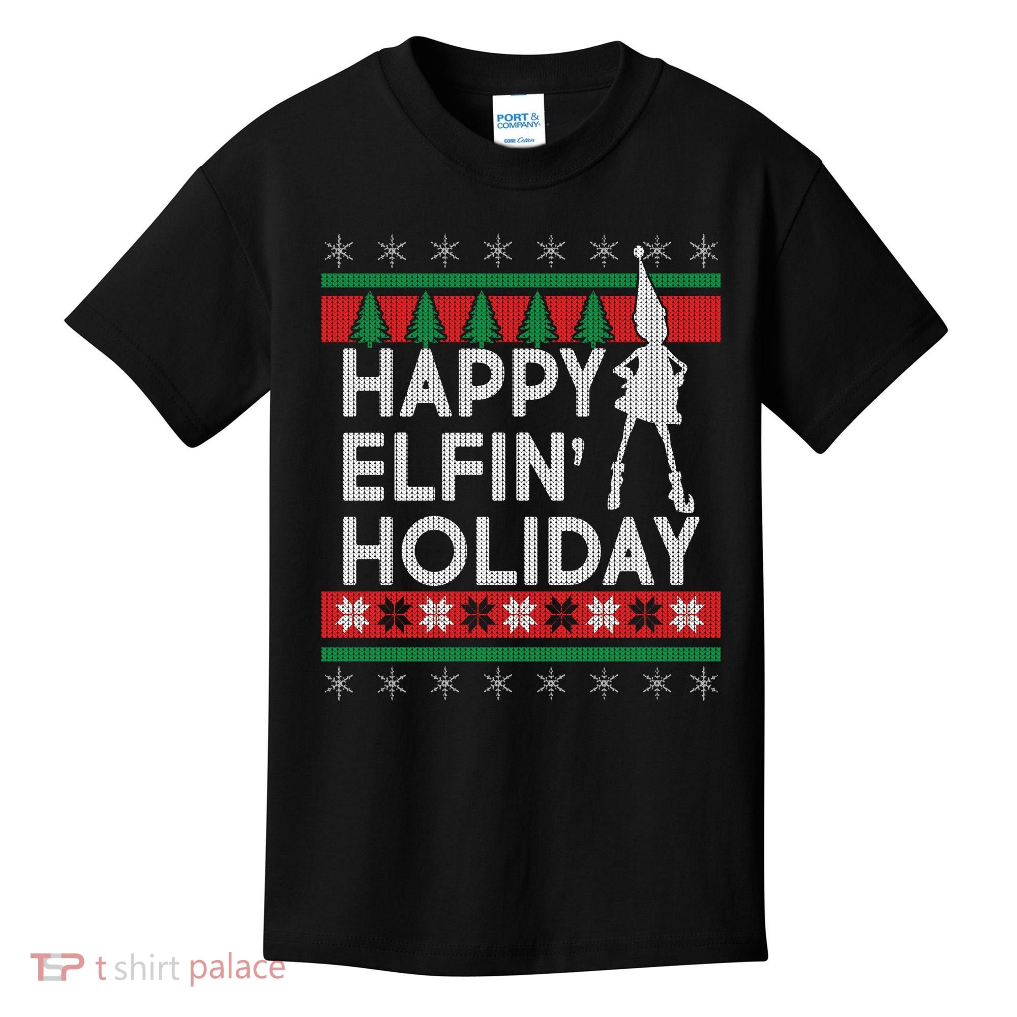 Happy Elfin' Holiday Ugly Christmas Kids T-Shirt