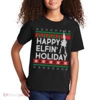Happy Elfin' Holiday Ugly Christmas Kids T-Shirt thumb 2