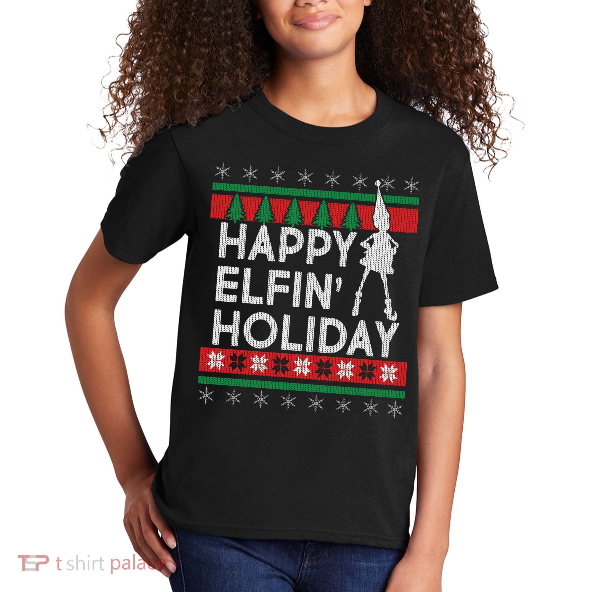 Happy Elfin' Holiday Ugly Christmas Kids T-Shirt