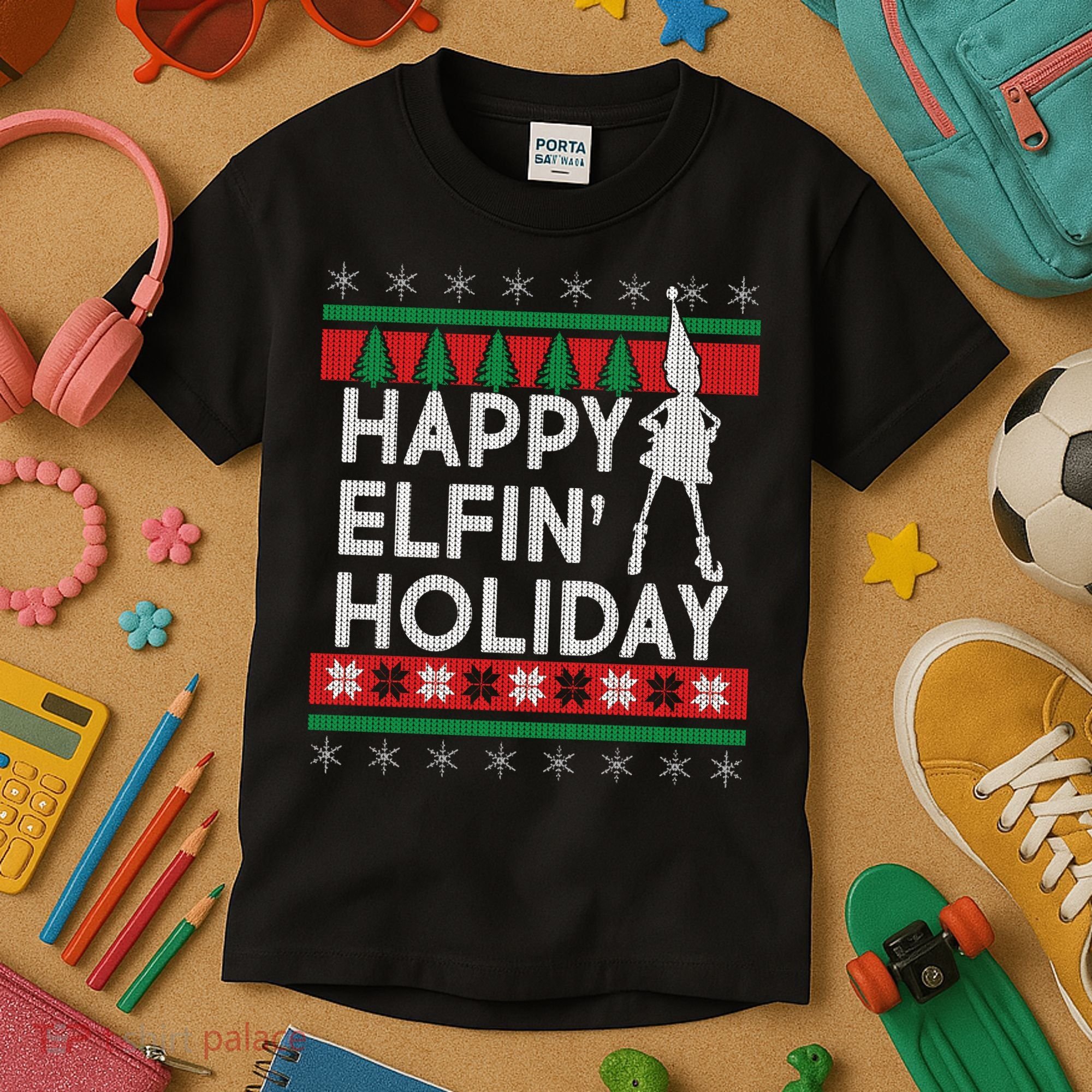 Happy Elfin' Holiday Ugly Christmas Kids T-Shirt