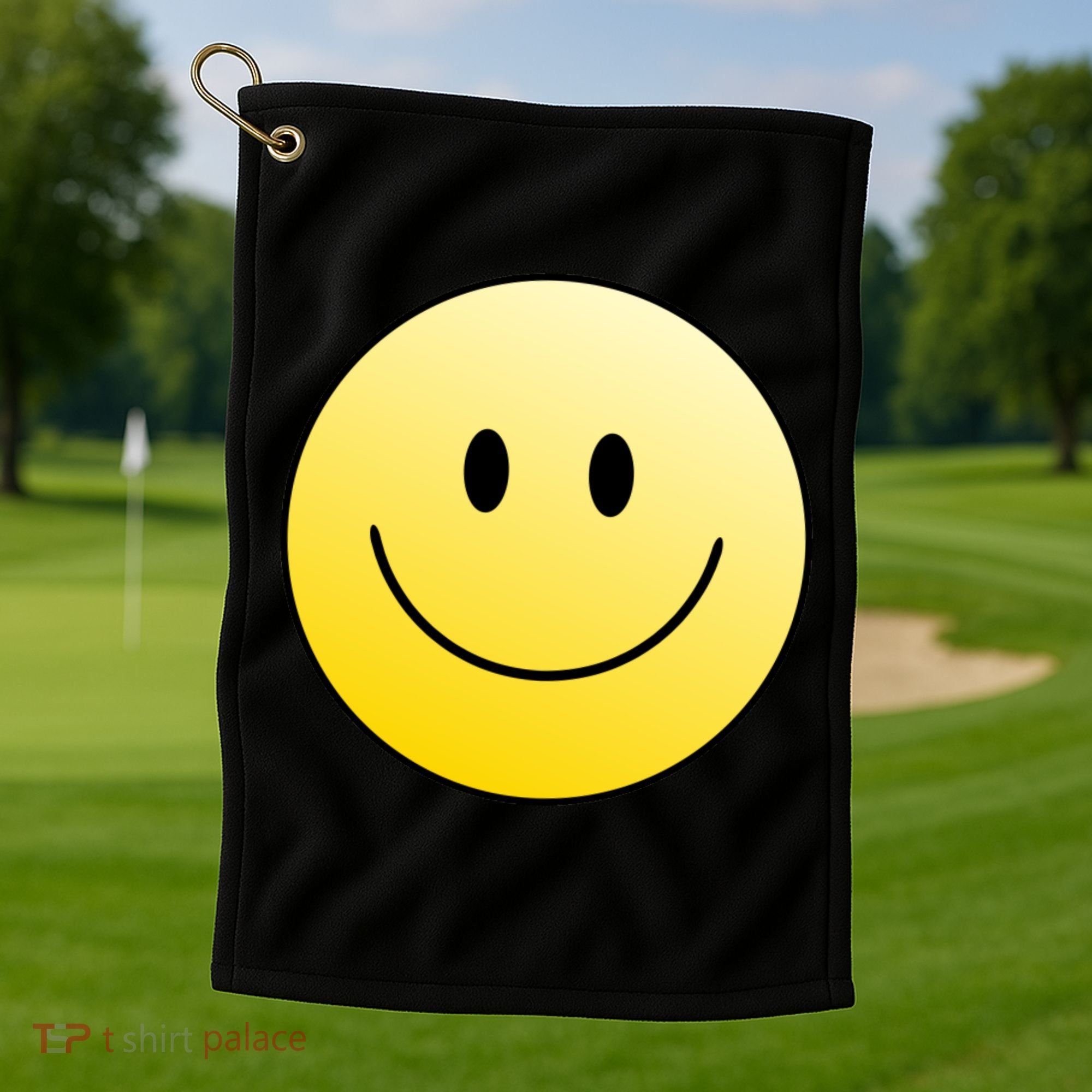 Happy Face Circle Golf Towel