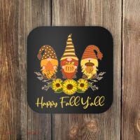 Happy Fall Y'all Cute Autumn Gnomes Coaster thumb 0