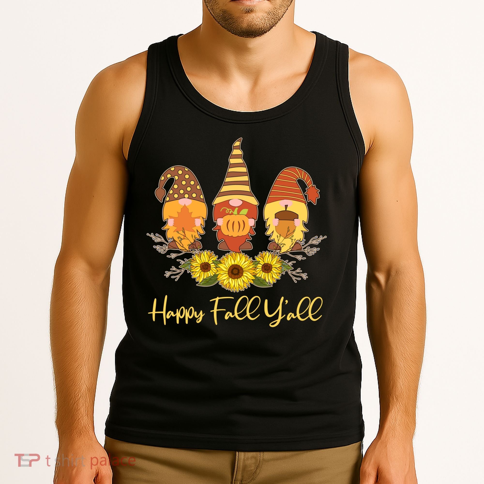Happy Fall Y'all Cute Autumn Gnomes Tank Top