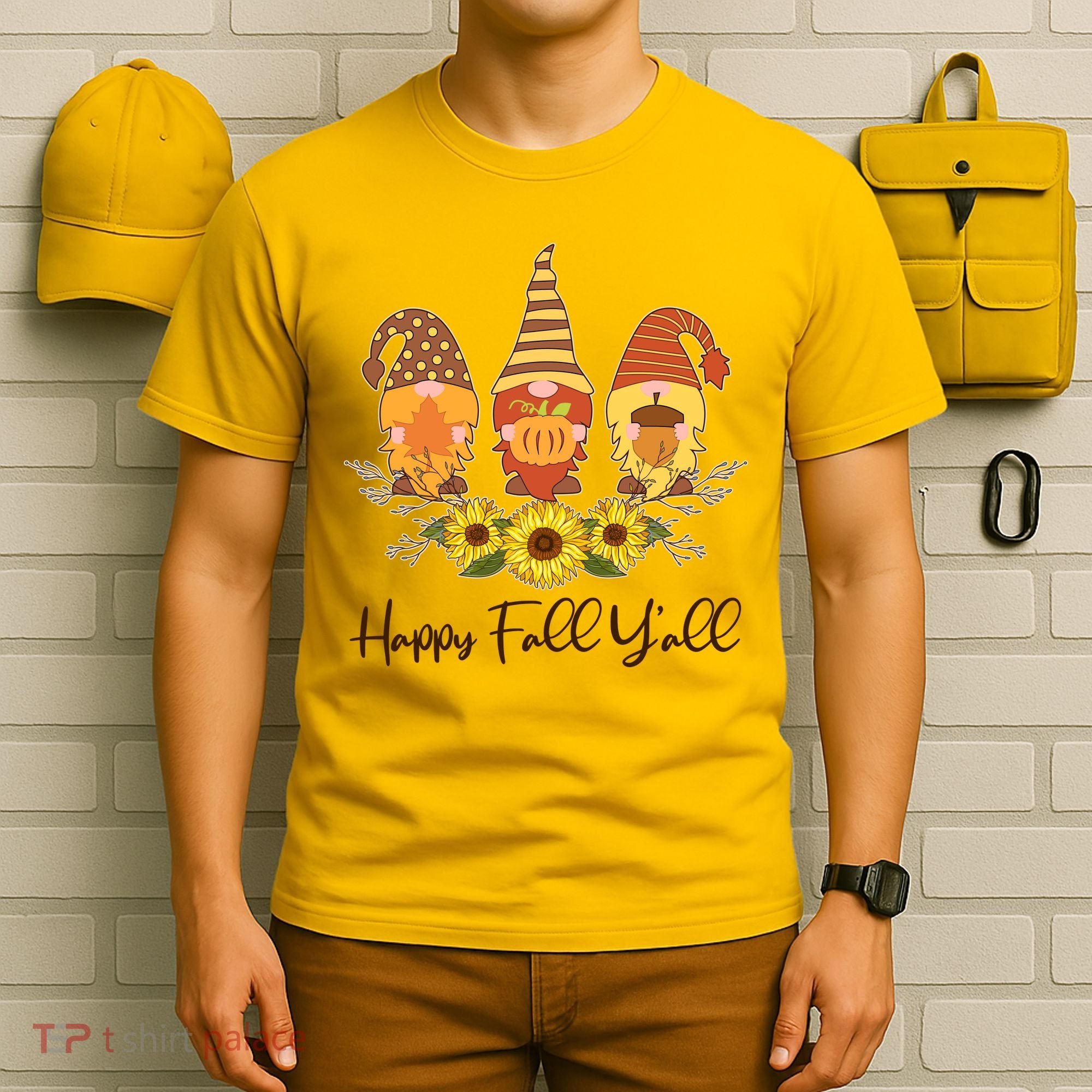 Happy Fall Y'all Cute Autumn Gnomes T-Shirt