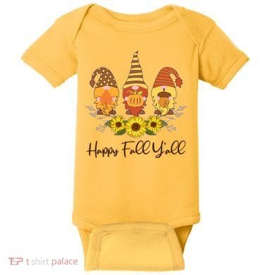 Happy Fall Y'all Cute Autumn Gnomes Baby Bodysuit
