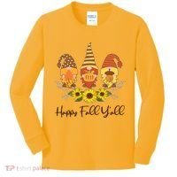 Happy Fall Y'all Cute Autumn Gnomes Kids Long Sleeve Shirt thumb 0