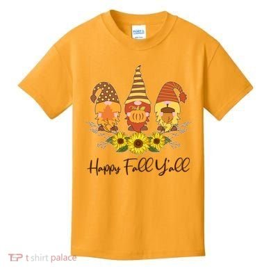 Happy Fall Y'all Cute Autumn Gnomes Kids T-Shirt