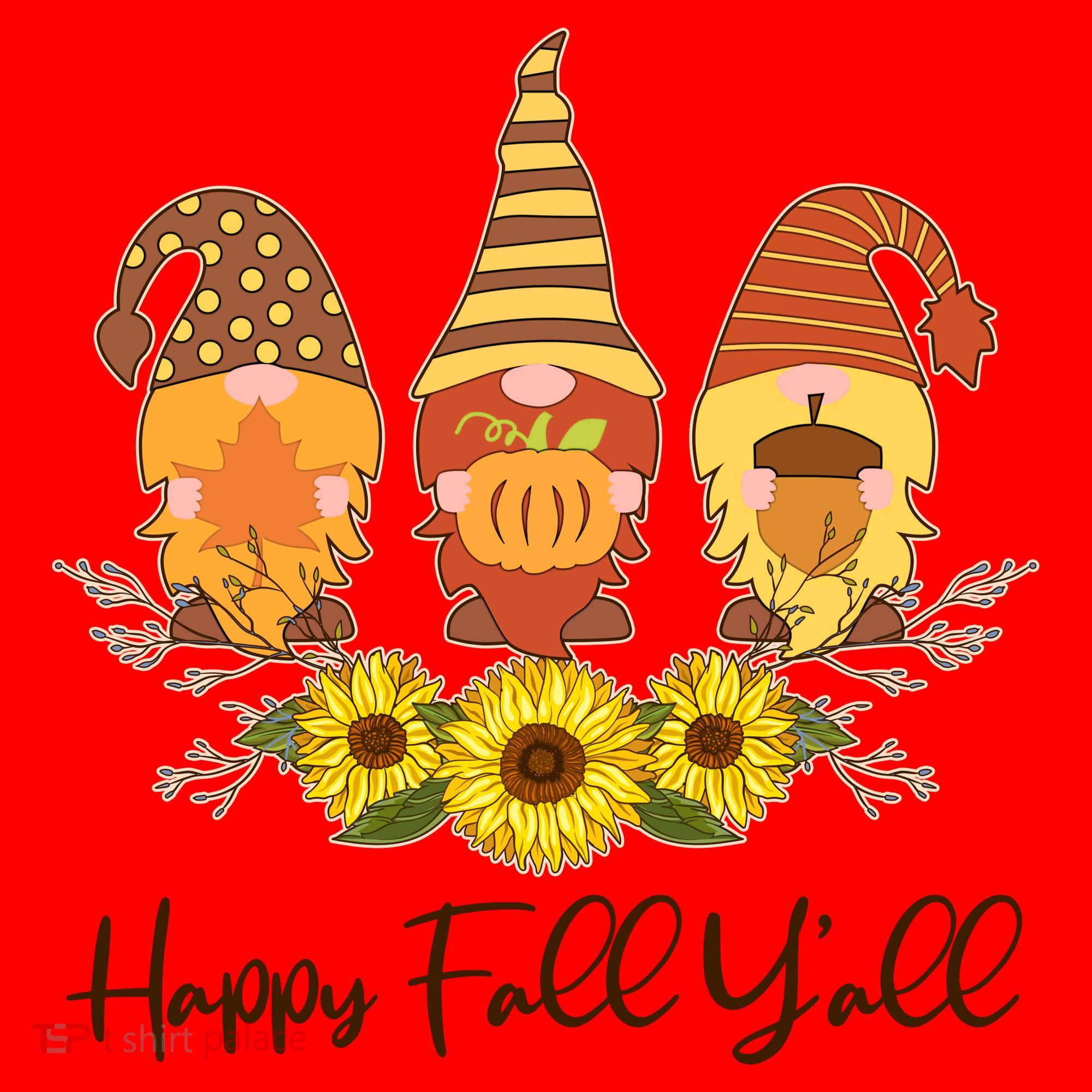 Happy Fall Y'all Cute Autumn Gnomes Santa Hat