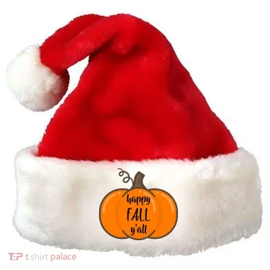 Happy Fall Y'all Pumpkin  Santa Hat