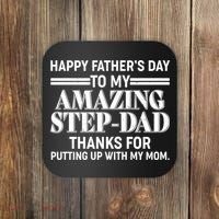 Happy Father's Day Amazing Step Dad Coaster thumb 0