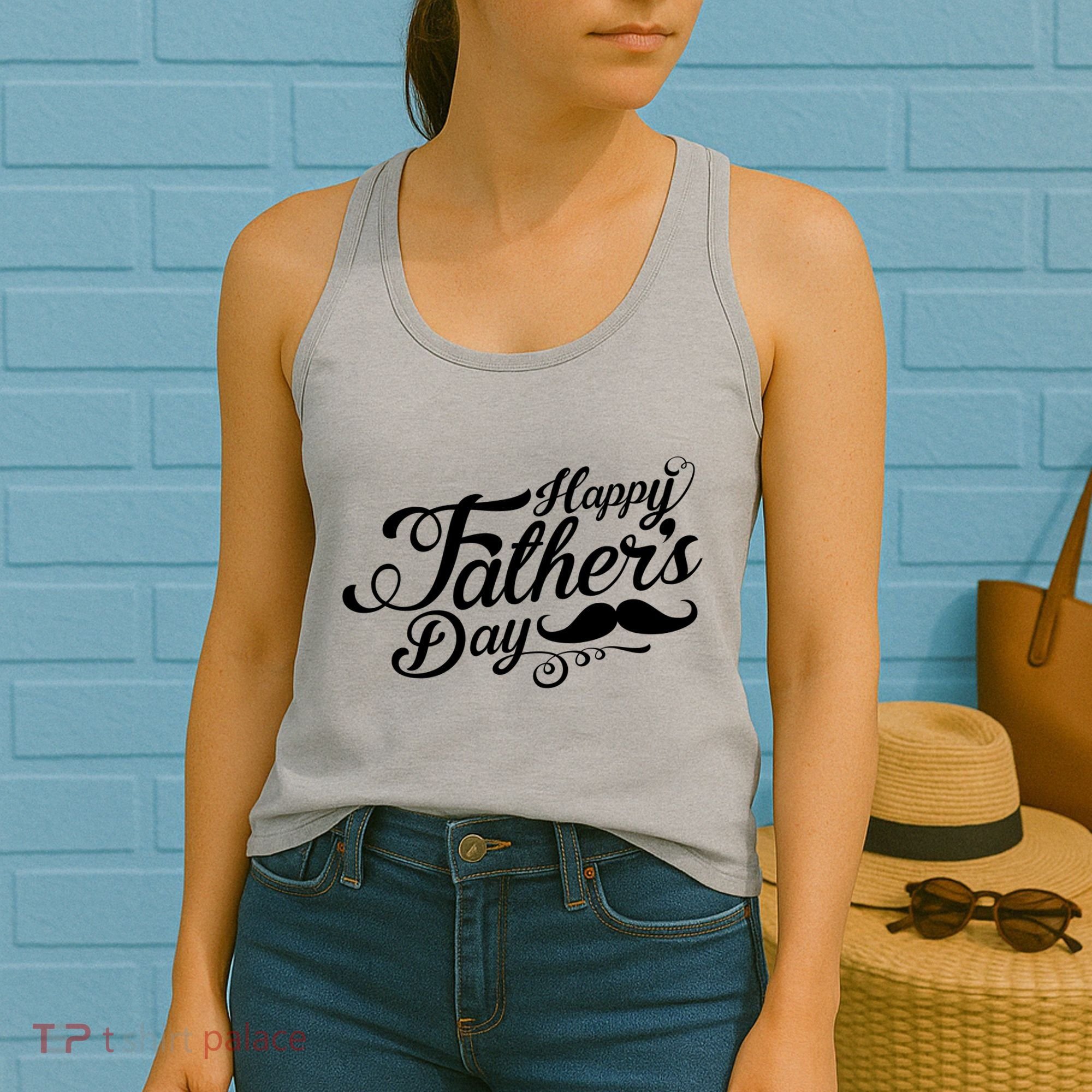 Happy Father's Day Fancy Mustache  Women's Tank Top
