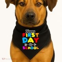 Happy First Day Of School Funny Back To School USA-Made Doggie Bandana thumb 1