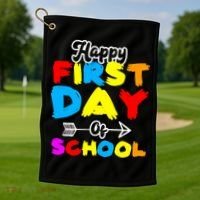Happy First Day Of School Funny Back To School Golf Towel thumb 1