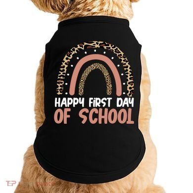Happy First Day Of School Leopard Rainbow Doggie Tank