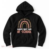 Happy First Day Of School Leopard Rainbow Hoodie thumb 0