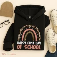 Happy First Day Of School Leopard Rainbow Hoodie thumb 4