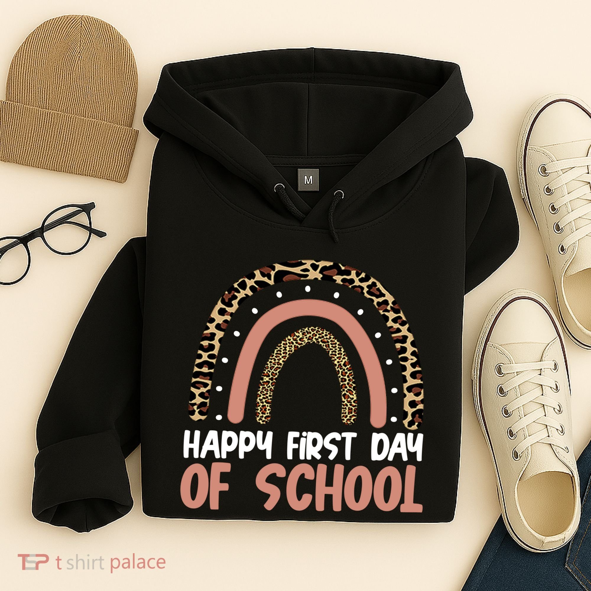 Happy First Day Of School Leopard Rainbow Hoodie