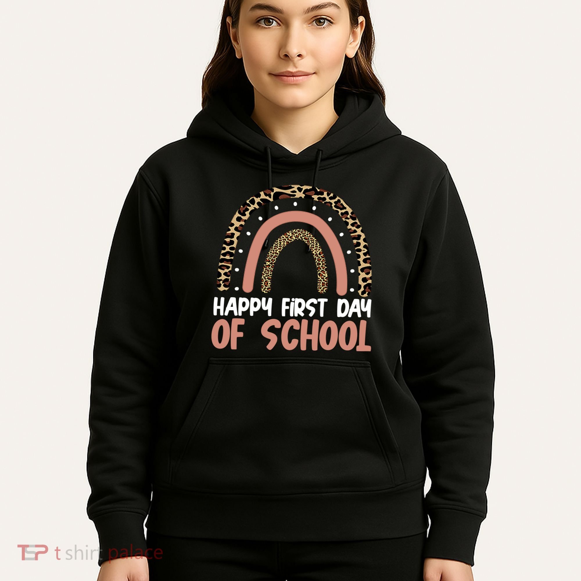 Happy First Day Of School Leopard Rainbow Hoodie