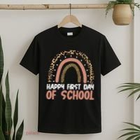 Happy First Day Of School Leopard Rainbow T-Shirt thumb 2
