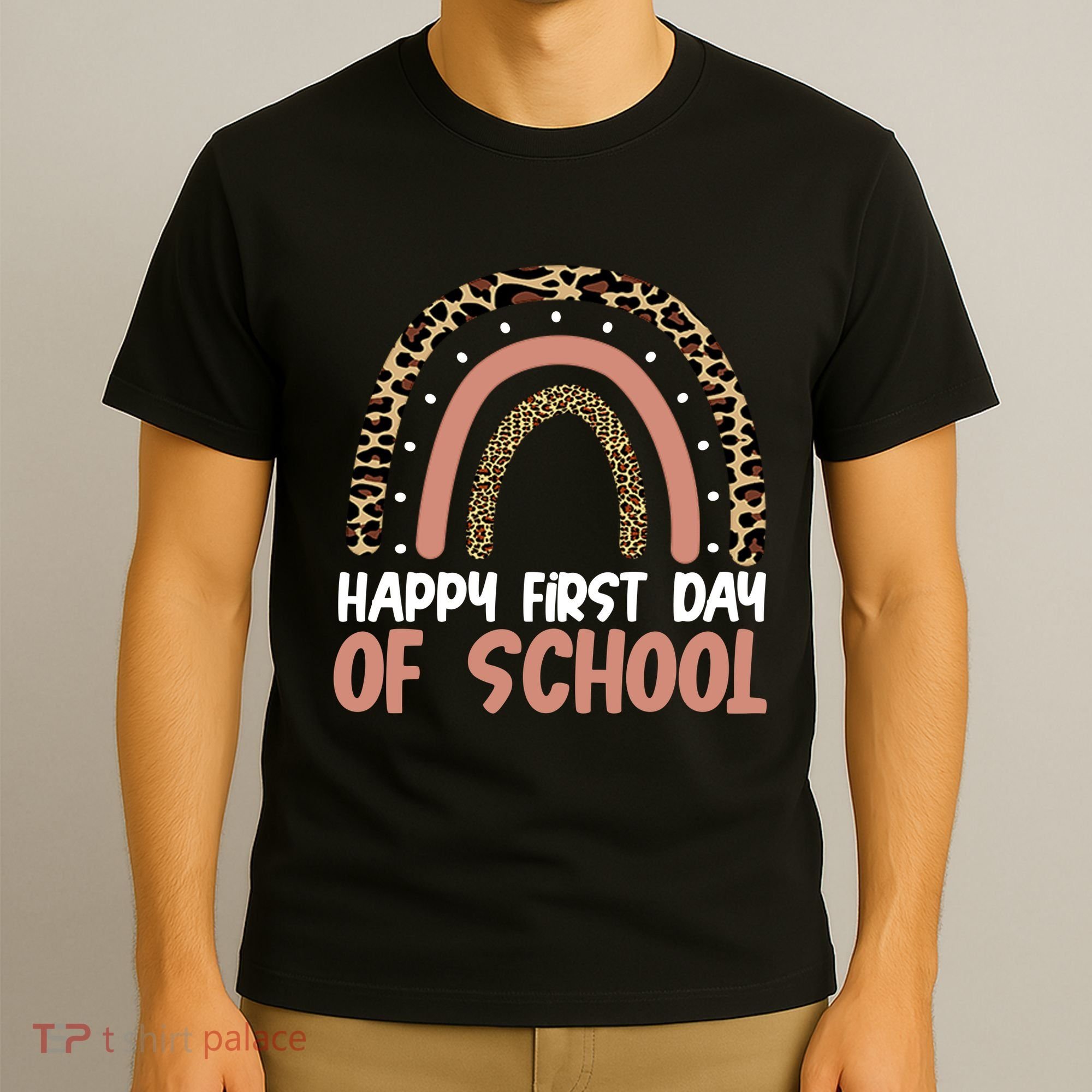 Happy First Day Of School Leopard Rainbow T-Shirt
