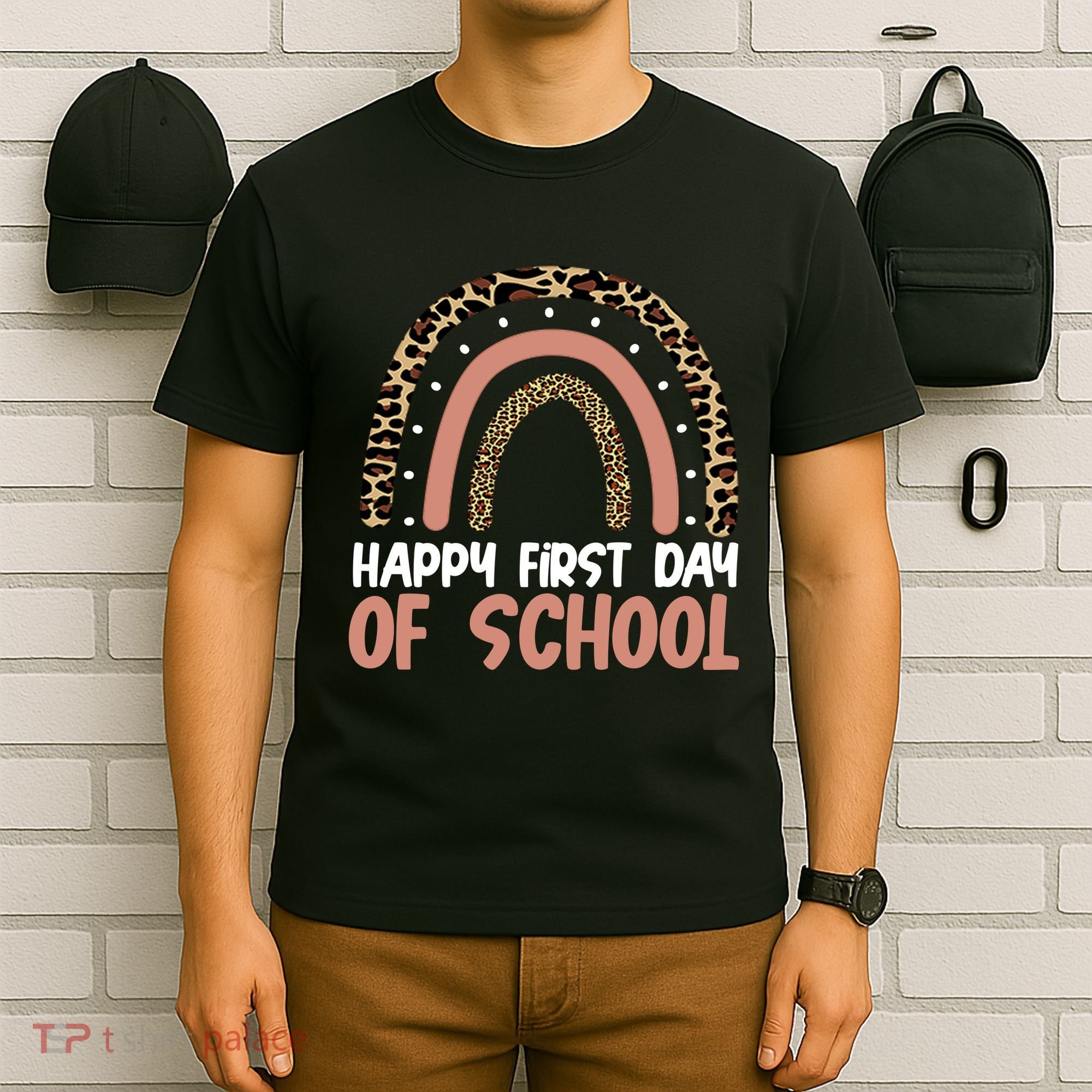 Happy First Day Of School Leopard Rainbow T-Shirt
