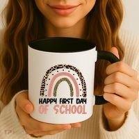 Happy First Day Of School Leopard Rainbow Coffee Mug thumb 3