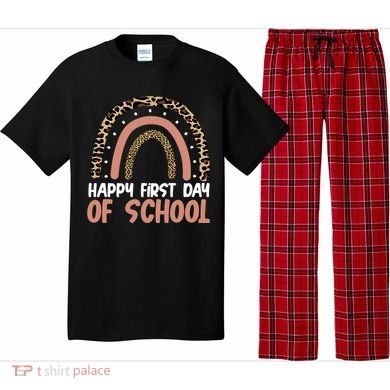 Happy First Day Of School Leopard Rainbow Pajama Set