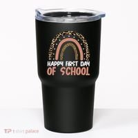 Happy First Day Of School Leopard Rainbow Tumbler thumb 0