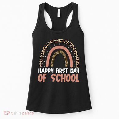 Happy First Day Of School Leopard Rainbow Women's Tank Top