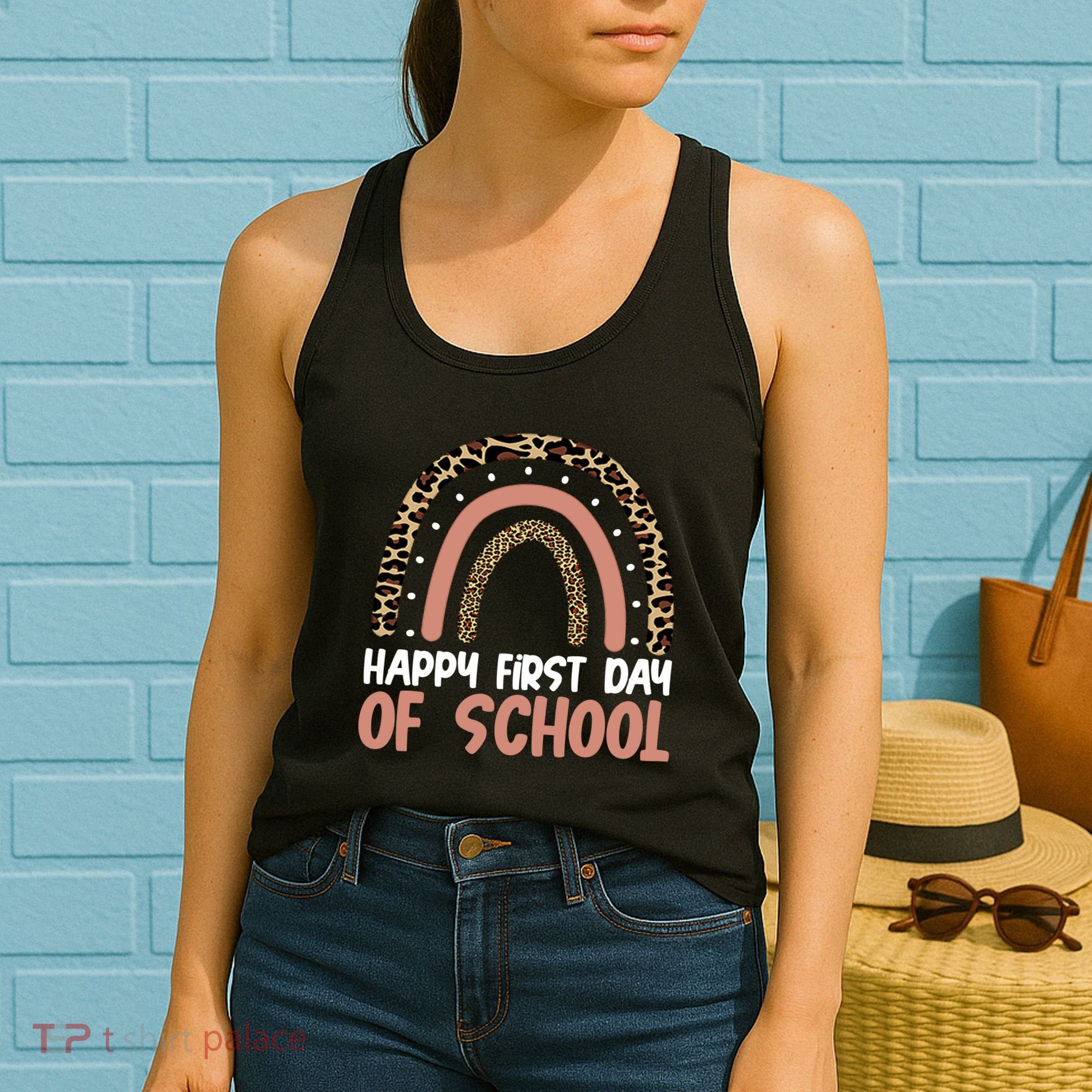 Happy First Day Of School Leopard Rainbow Women's Tank Top