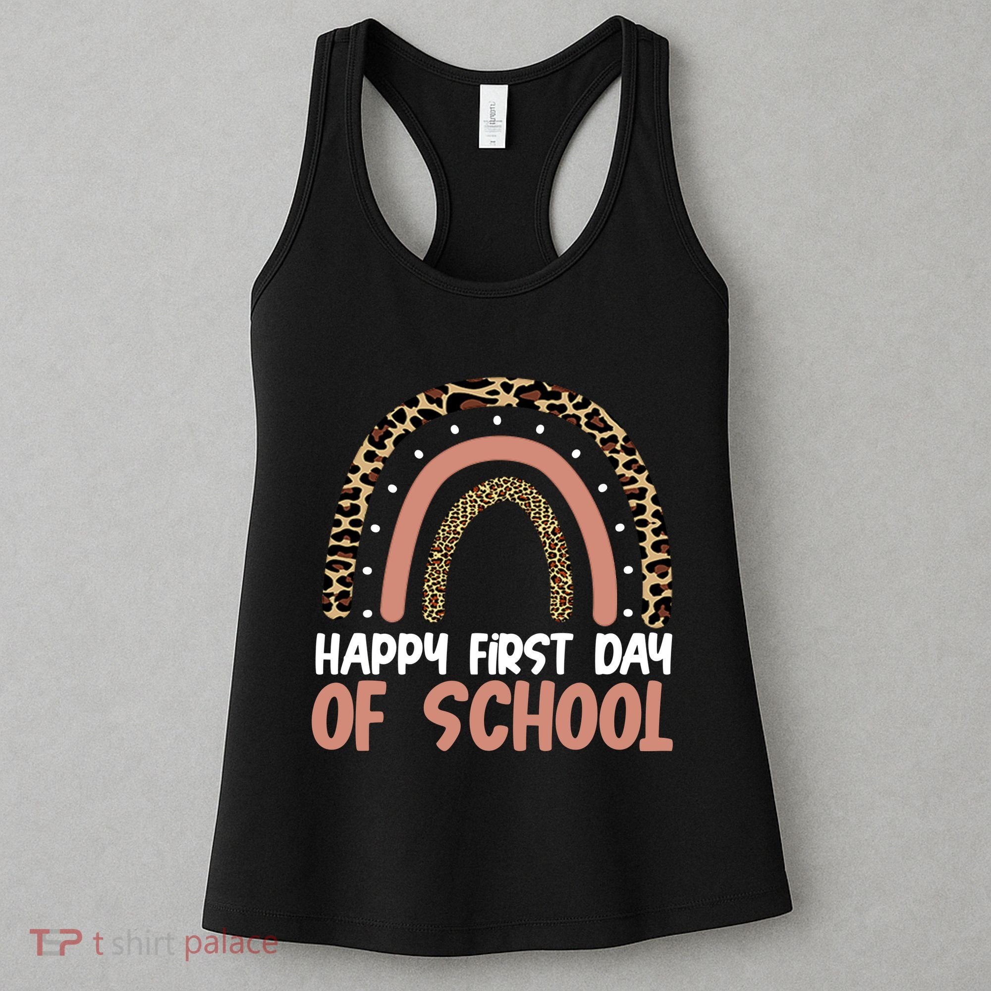 Happy First Day Of School Leopard Rainbow Women's Tank Top