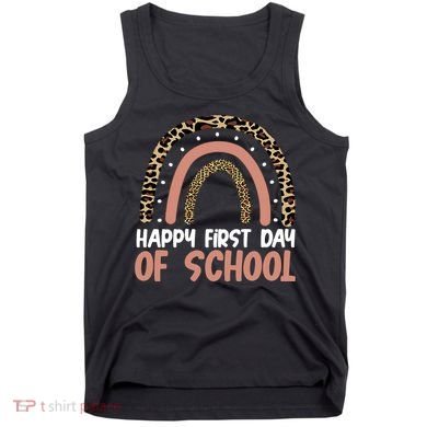 Happy First Day Of School Leopard Rainbow Tank Top
