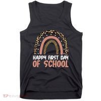 Happy First Day Of School Leopard Rainbow Tank Top thumb 0