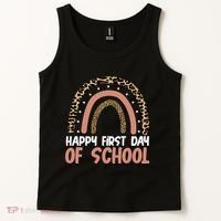 Happy First Day Of School Leopard Rainbow Tank Top thumb 2
