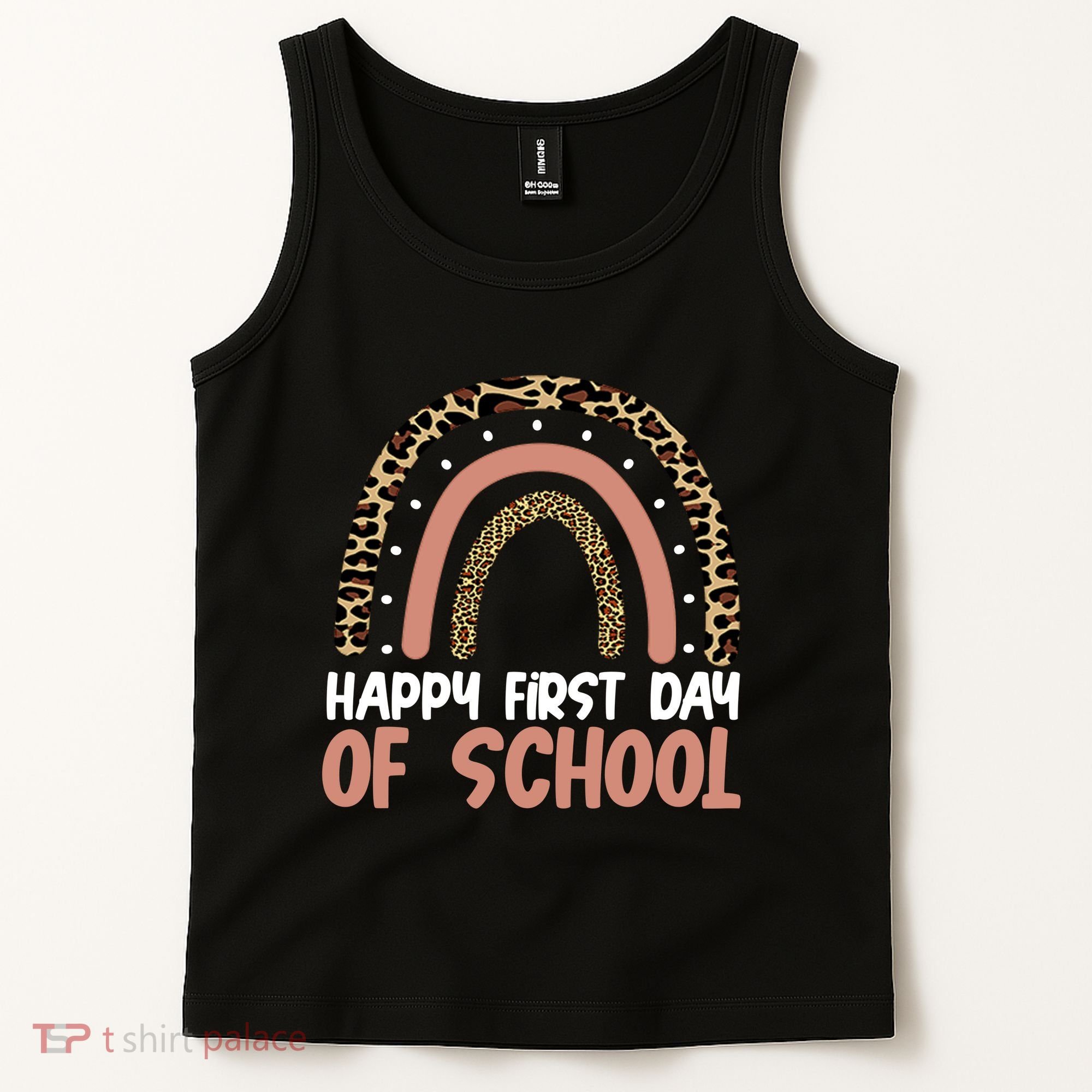 Happy First Day Of School Leopard Rainbow Tank Top