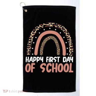 Happy First Day Of School Leopard Rainbow Golf Towel