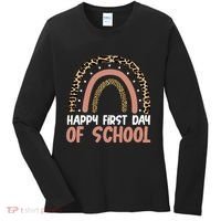 Happy First Day Of School Leopard Rainbow Women's Long Sleeve Shirt thumb 0