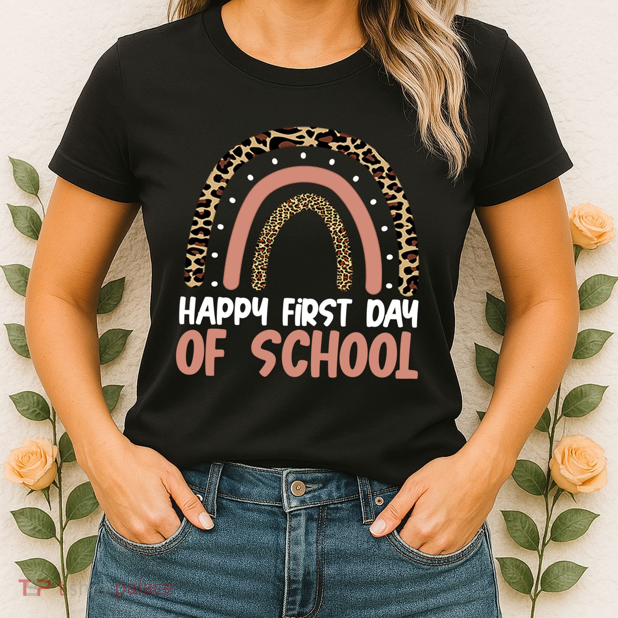 Happy First Day Of School Leopard Rainbow Women's T-Shirt