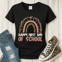 Happy First Day Of School Leopard Rainbow Women's T-Shirt thumb 3